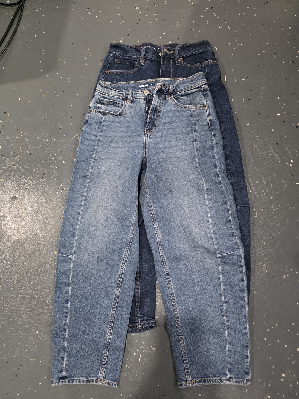 Old Navy Barrel Leg Jeans in Medium and Dark Blue Pair (Both)